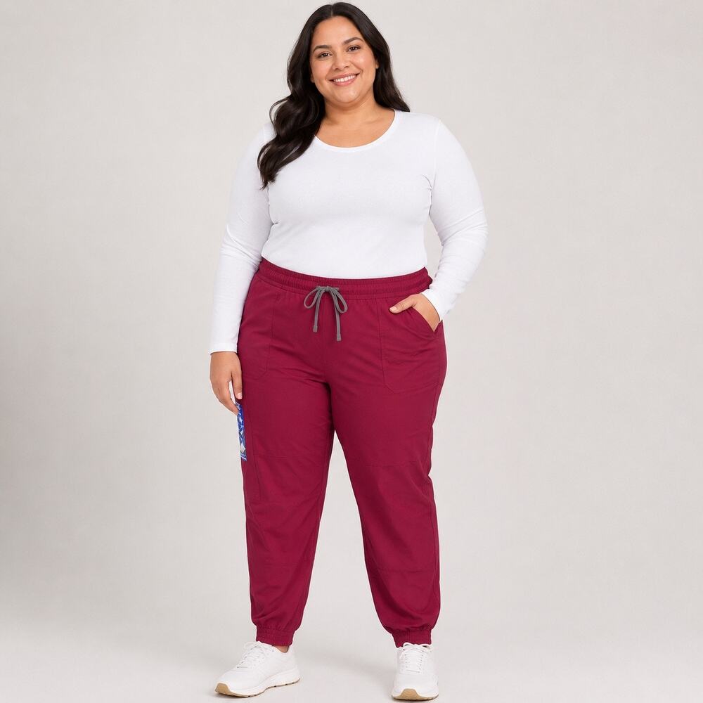 Scrubstar Unisex Scrubs Pants Yoga Waistband Jogger Style Burgundy Red Wine 3XL